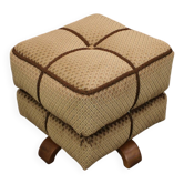 Jindřich Halabala stool in Art Deco velvet, Czechoslovakia, 1930s.