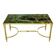 Table basse mid-century en marbre vert et laiton, 1960s