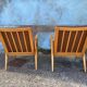 Pair of vintage armchairs with compass legs, "Boomerang" model by THO editions.