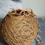Lampshade suspension vintage wicker ball and natural string