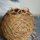 Abat-jour suspension boule vintage en osier et ficelle naturels