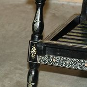 Fauteuil pliant anglo-indien vintage peint à la main