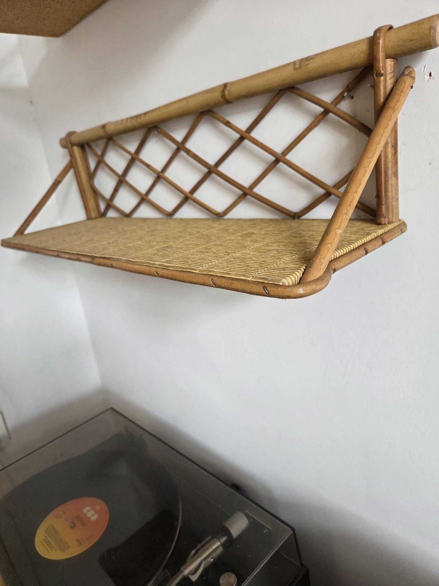 Pair of rattan shelves, 1950s/60s
