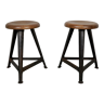 Pair of Industrial Steel Factory Stools By Rowac Robert Wagner Chemnitz, 1930s