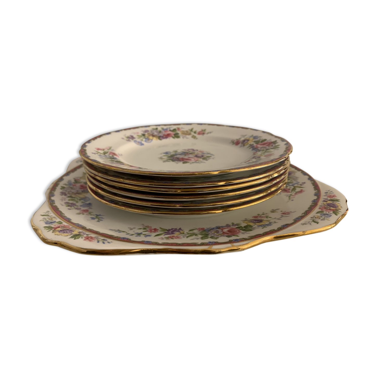 English dessert service 6 plates and 1 Grafton Royal dish