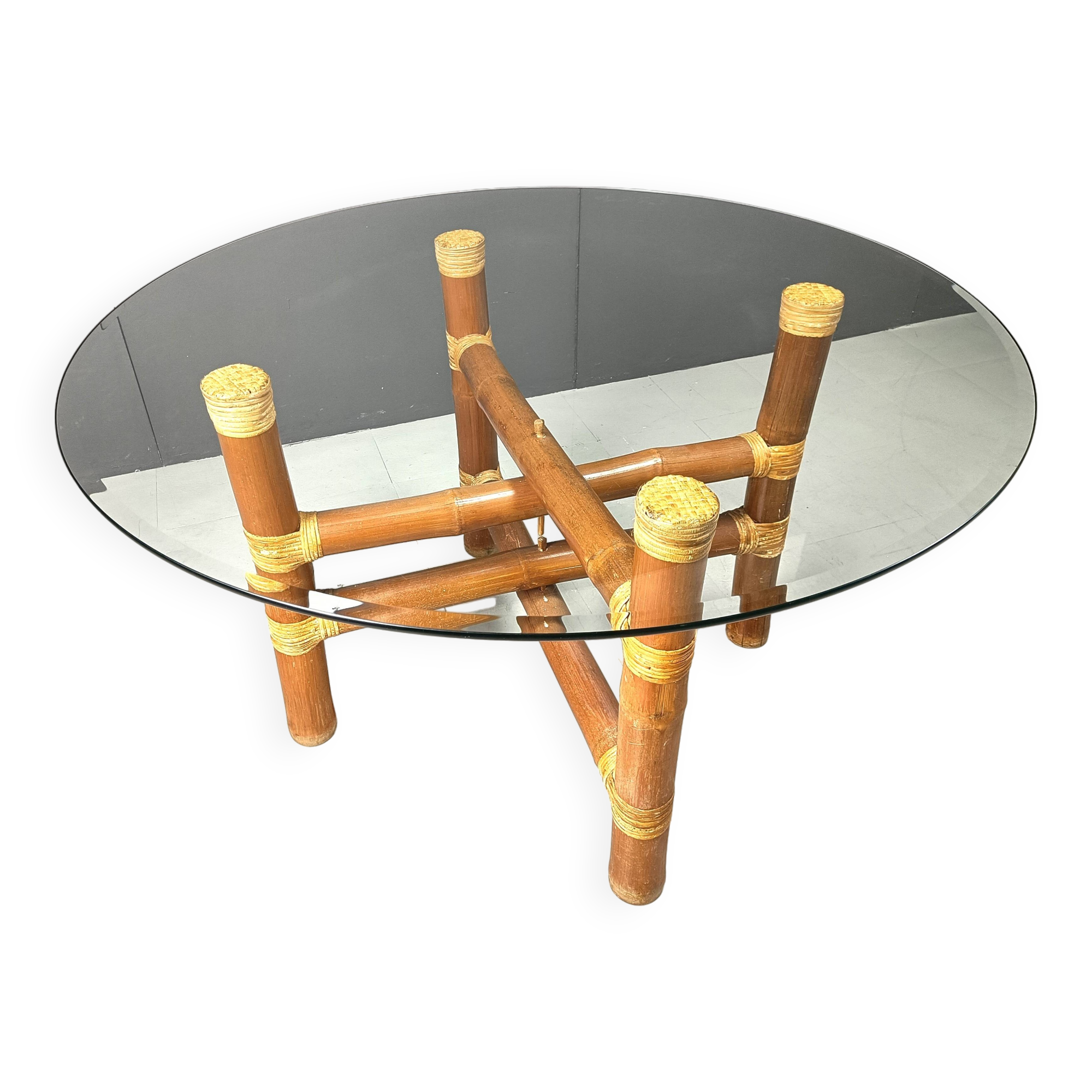 Vintage bamboo dining table, 1970s