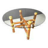 Vintage bamboo dining table, 1970s