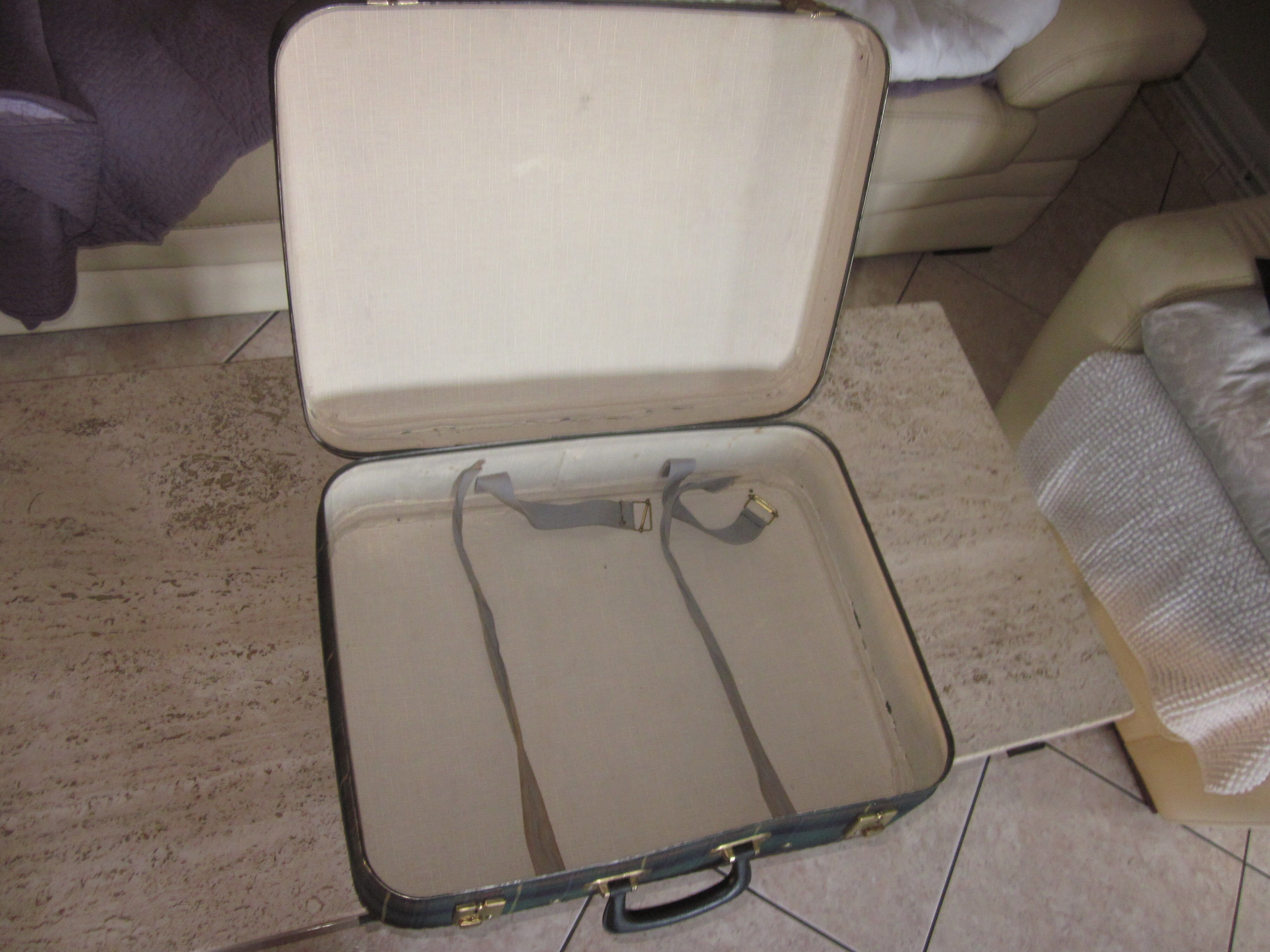 Vintage suitcase scottish fabric