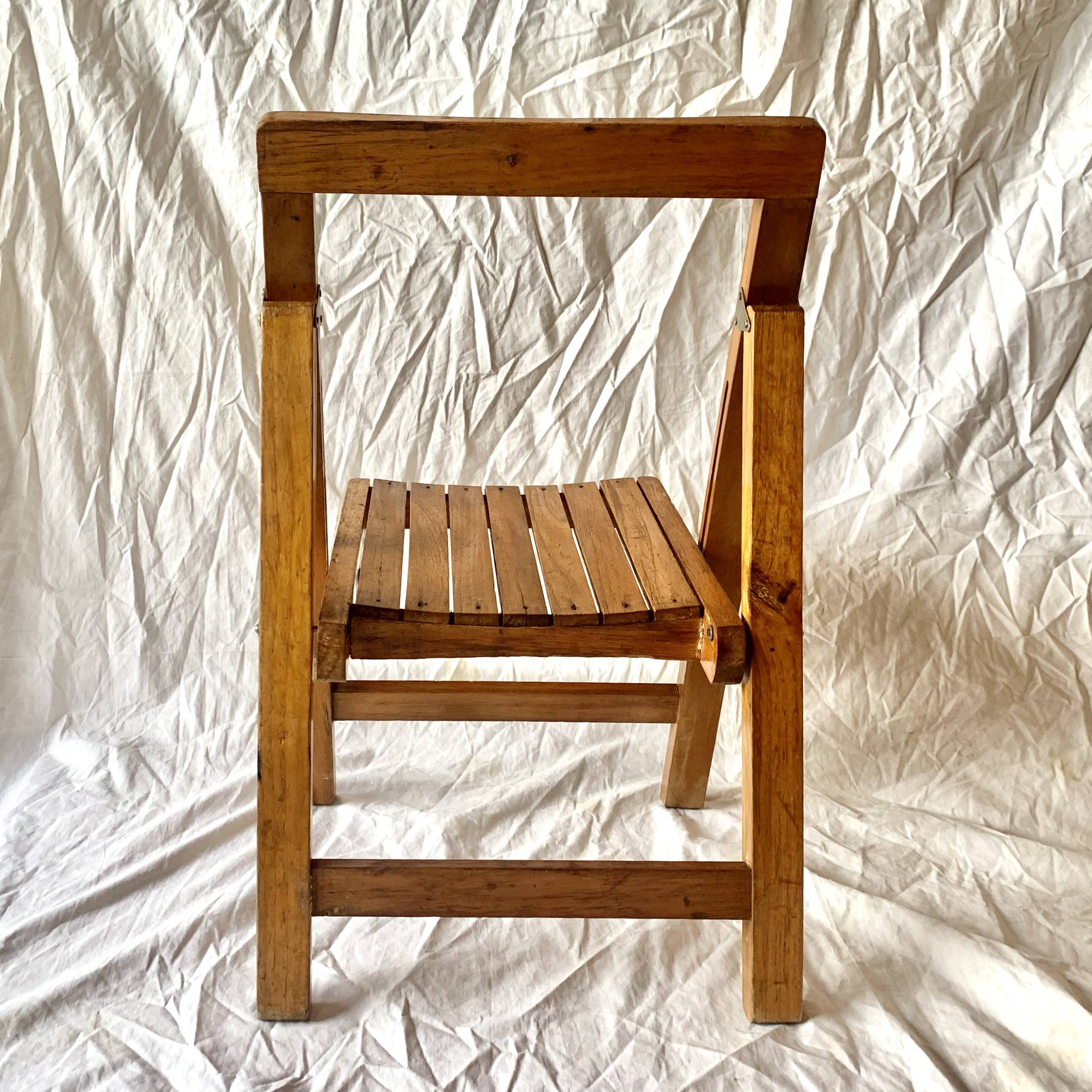 Antique varnished wooden folding chair for children