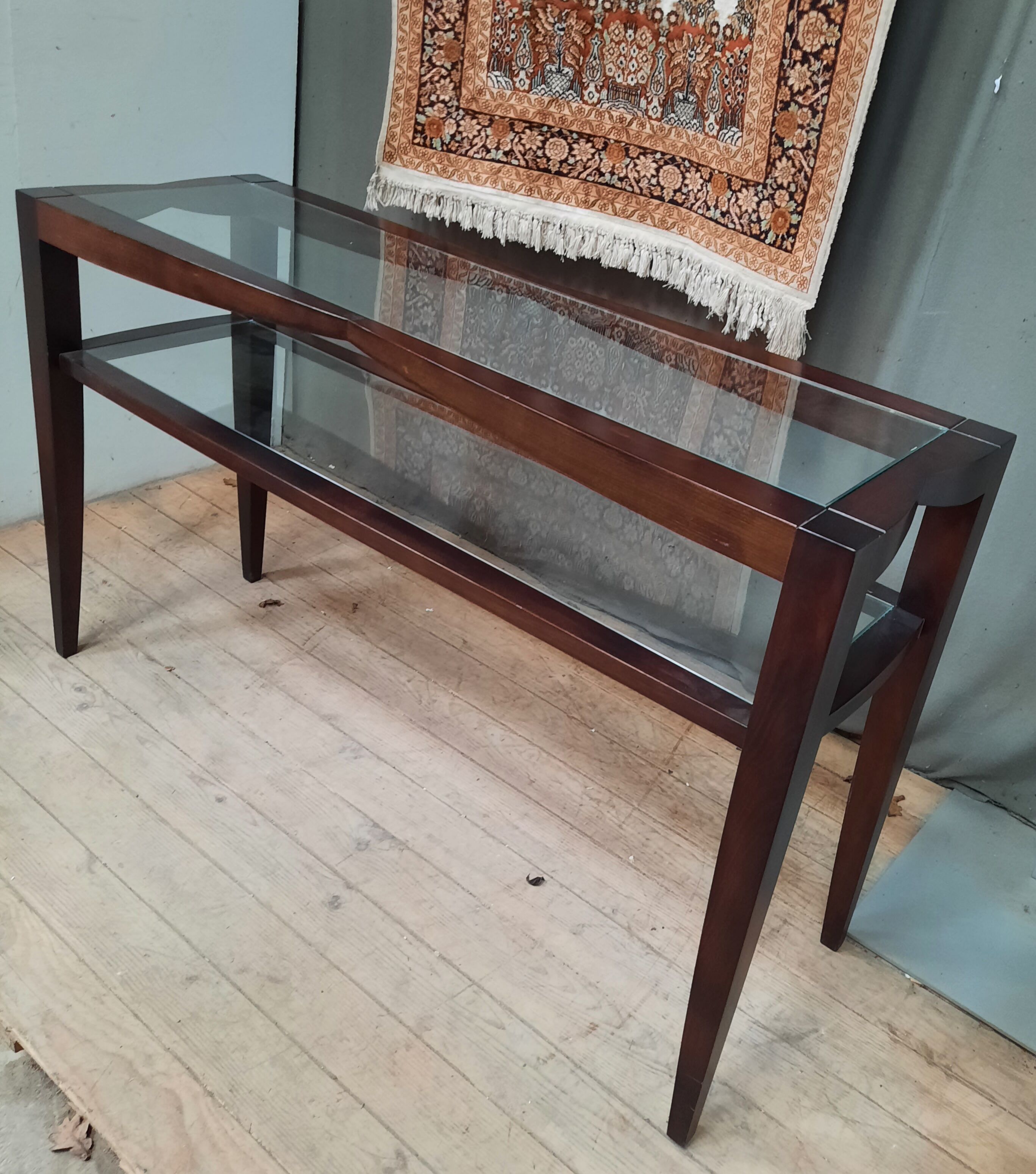 Contemporary console in varnished wood