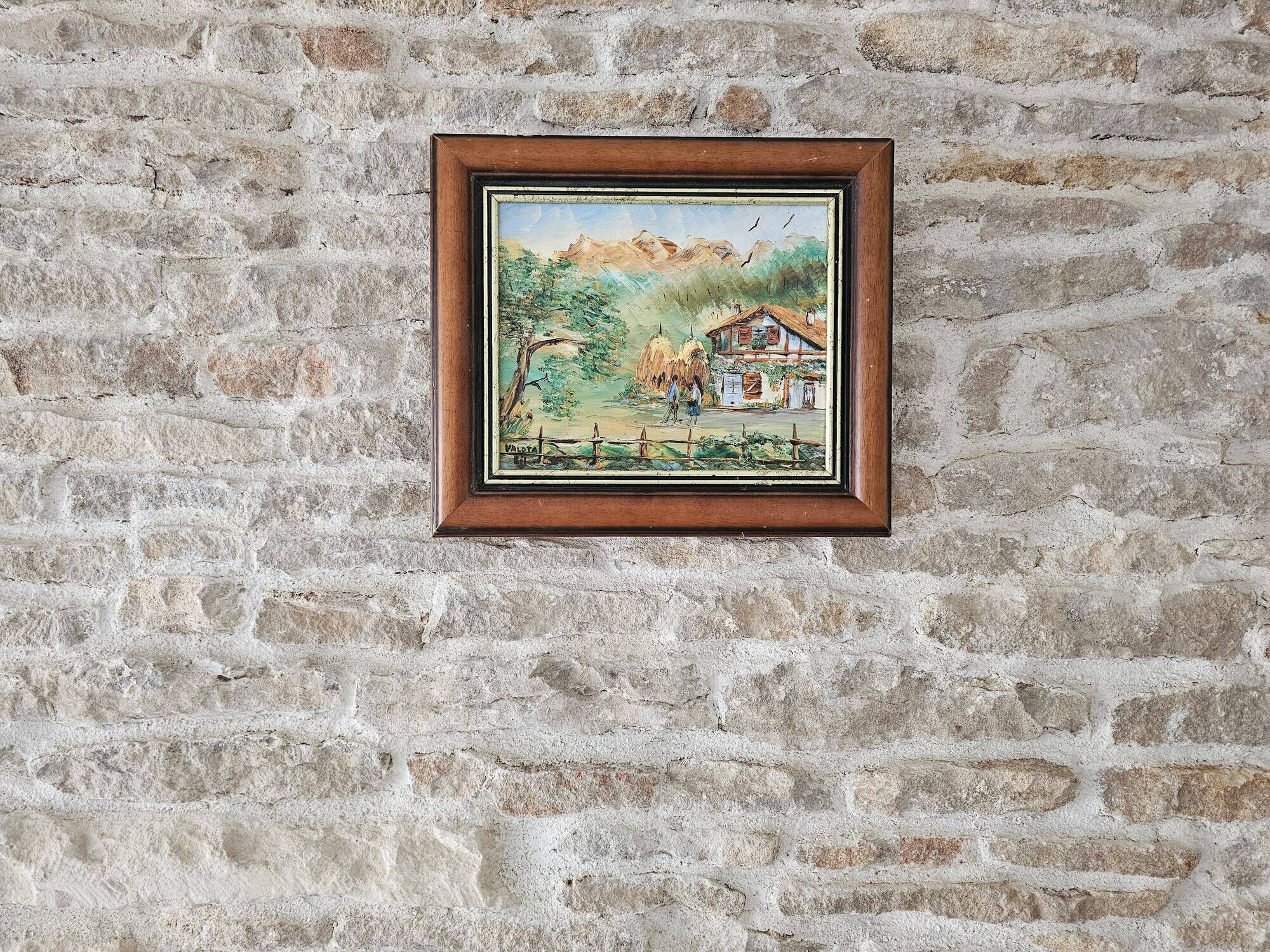 Tableau Huile sur Toile Ferme du pays Basque signé Gil Valota