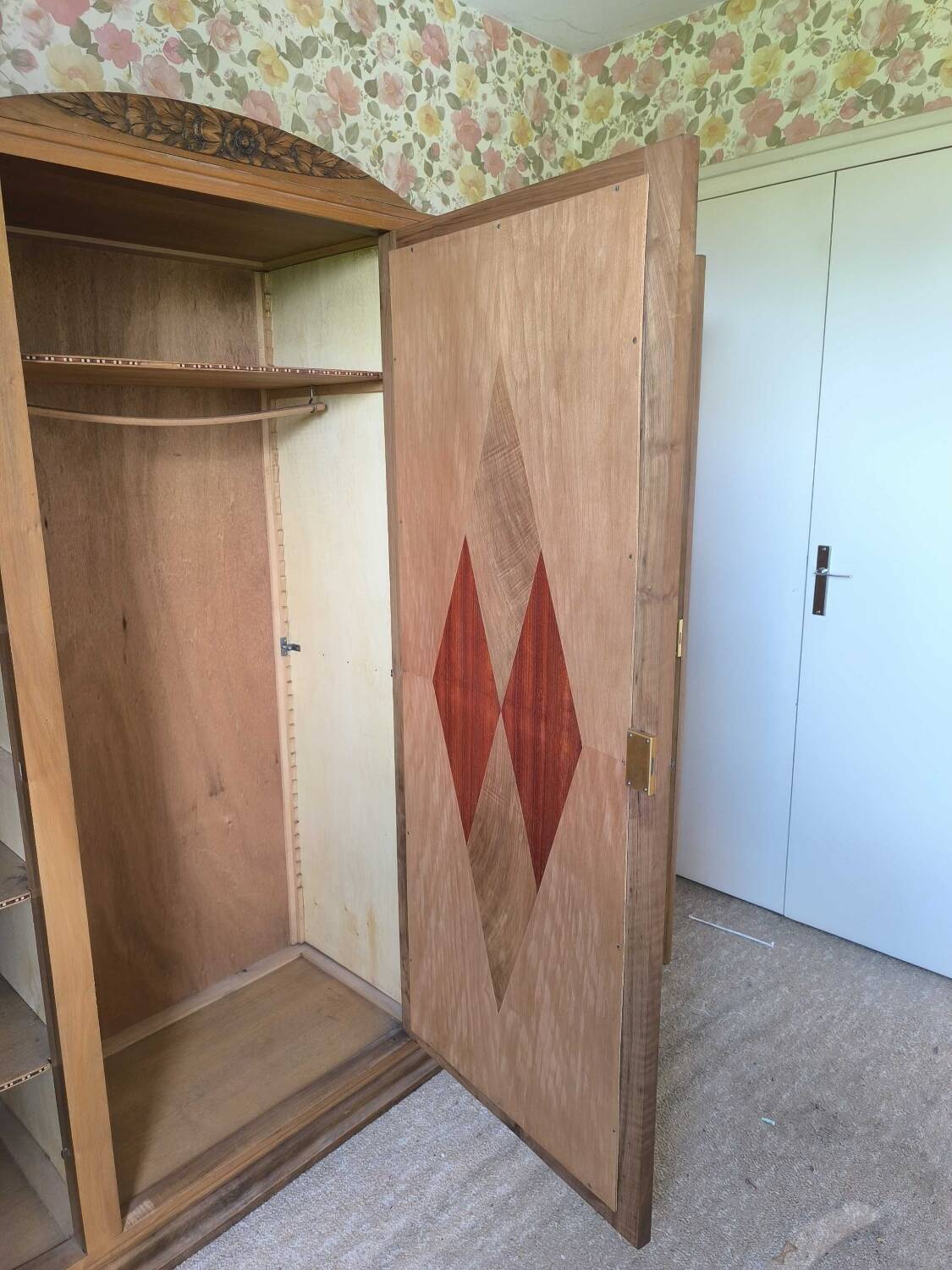 Art Deco wardrobe with mercury mirror