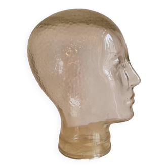 Tête en verre vintage des années 1970