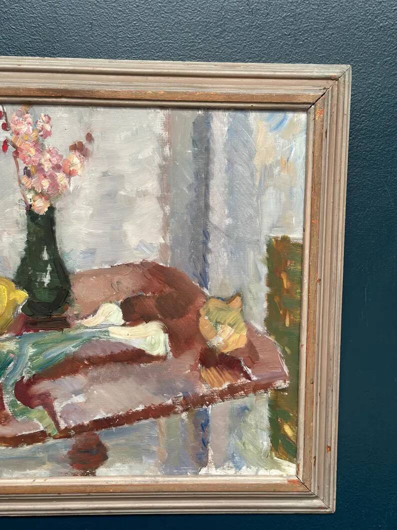 Original Swedish Oil on Panel – "Vase and Vegetables" by Arne Kilsby – Signed – Vintage and Framed – 54 × 46 cm (21.3" × 18.1")