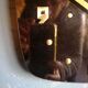 Vintage formica silent rectangular wall clock "Electric golden black"