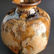 Glazed stoneware vase with signature, mid-20th century.