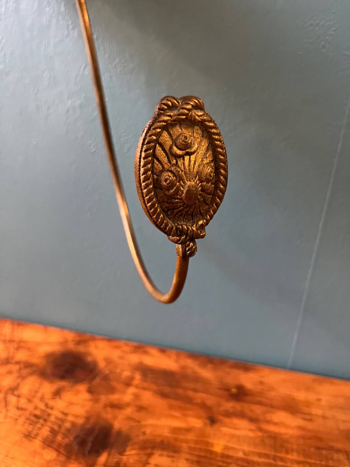 4 curtain tiebacks in art deco bronze brass