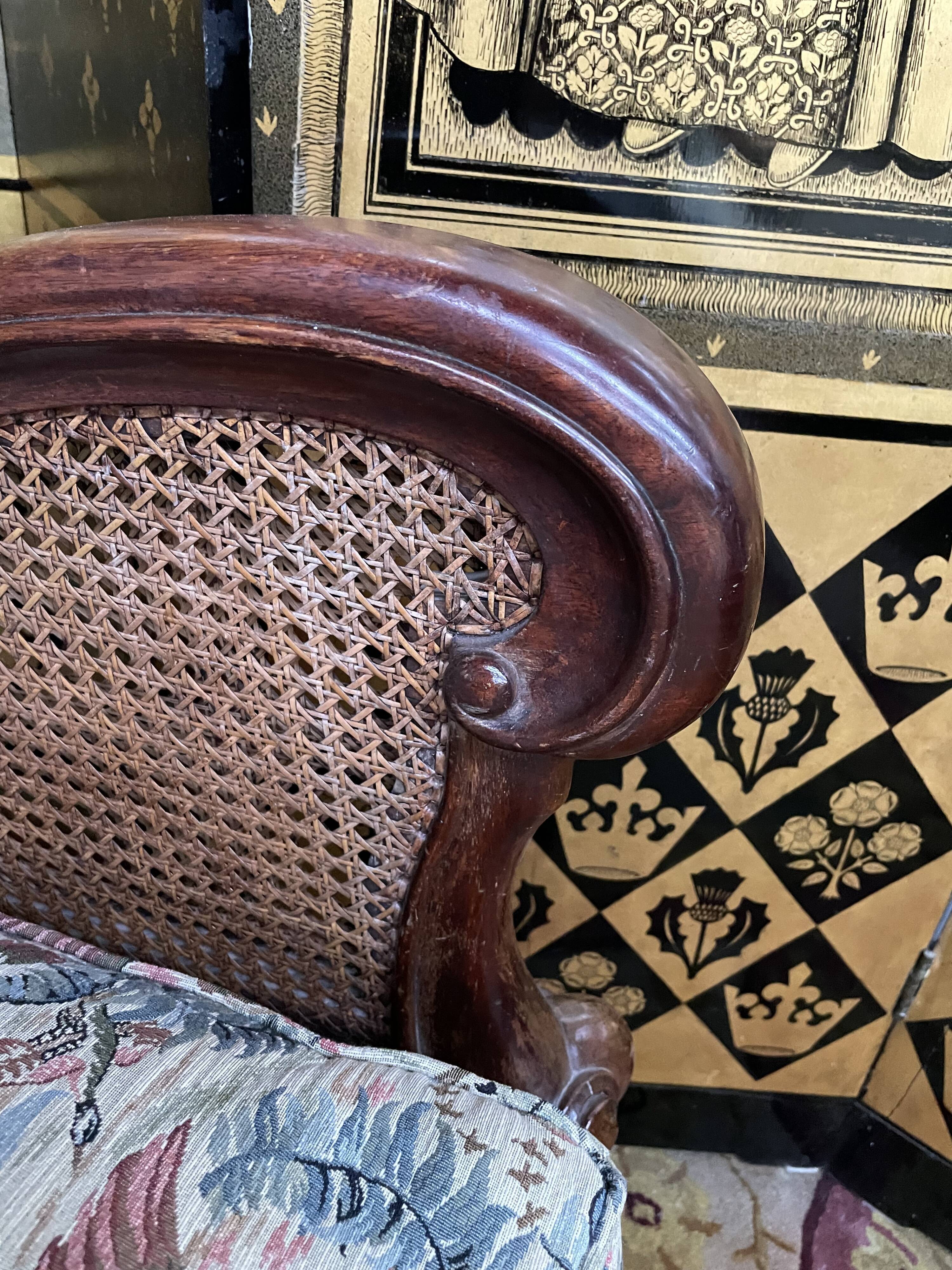Pair of English mahogany and canning armchairs
