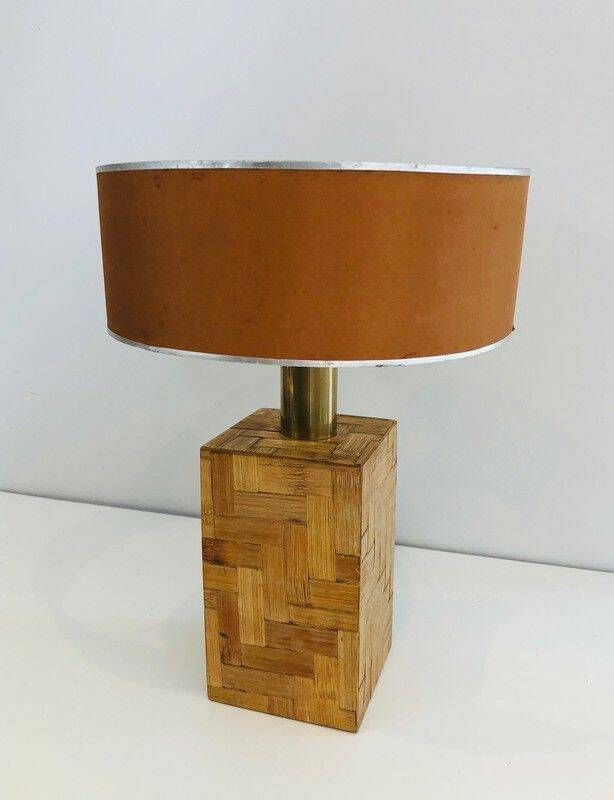 Straw marquetry lamp