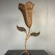 Large midcentury rattan wicker flower table lamp, 1960s