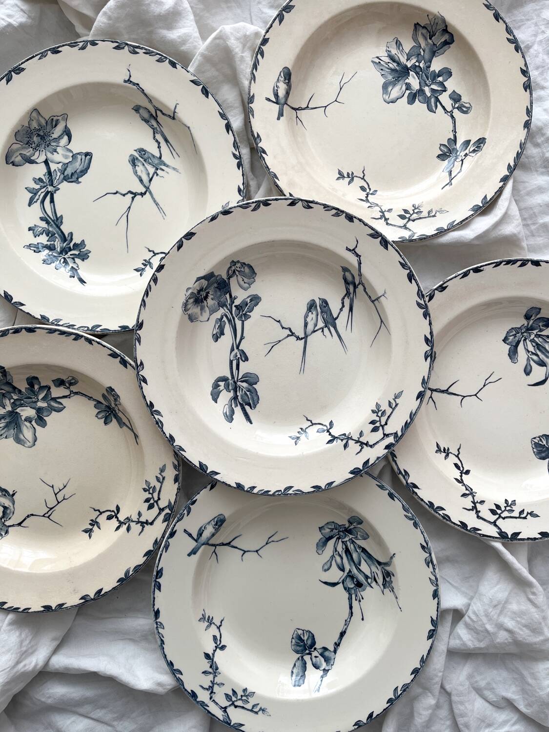 6 “Oxford” ironstone soup plates from Choisy le Roi