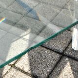 Modernist coffee table in glass and plexiglass altuglas design David Lange 1980