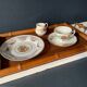 Old serving tray in faux bamboo and brass, 19th century
