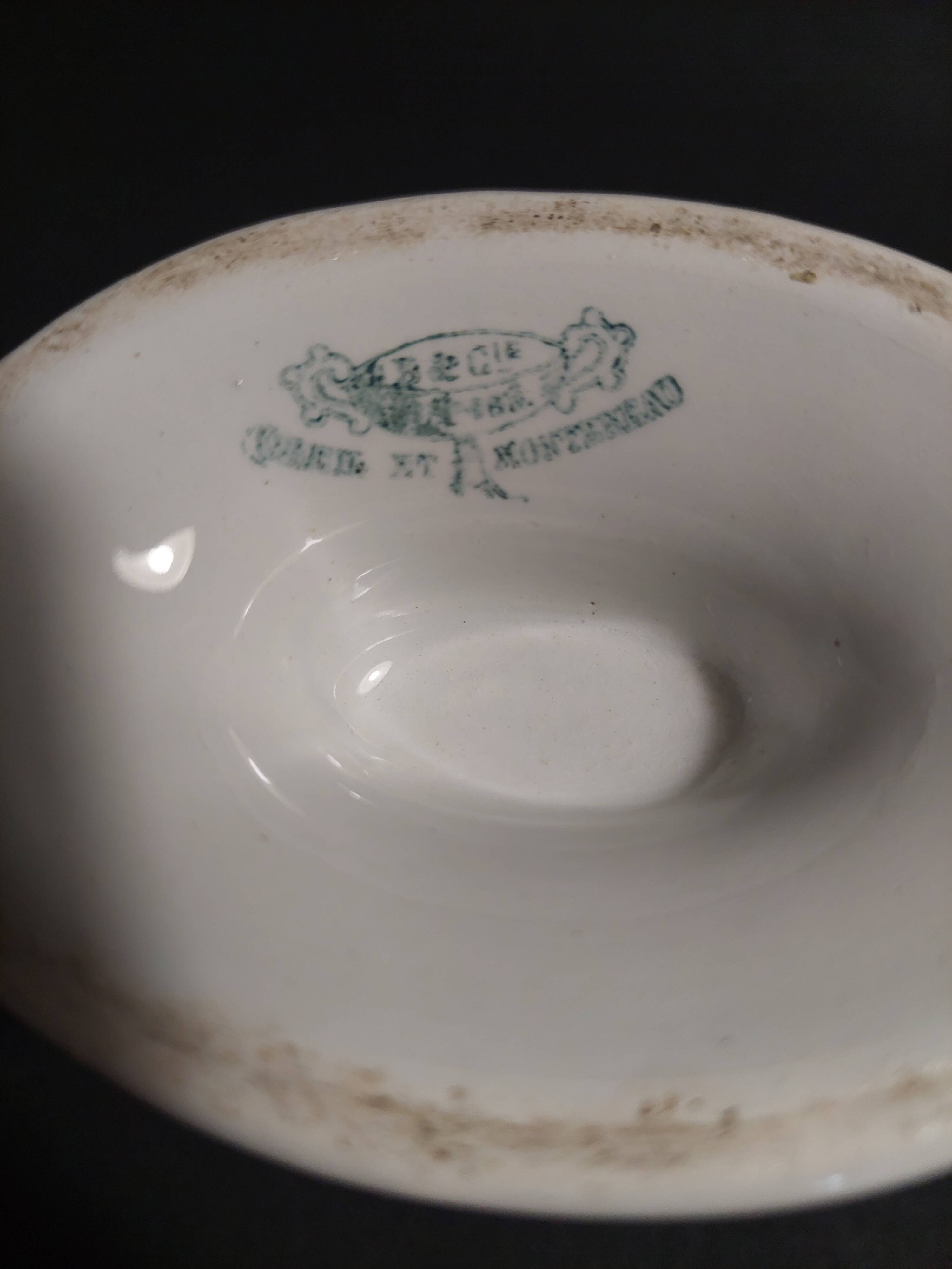 White iron earth sauce boat from Creil and Montereau, late 19th century
