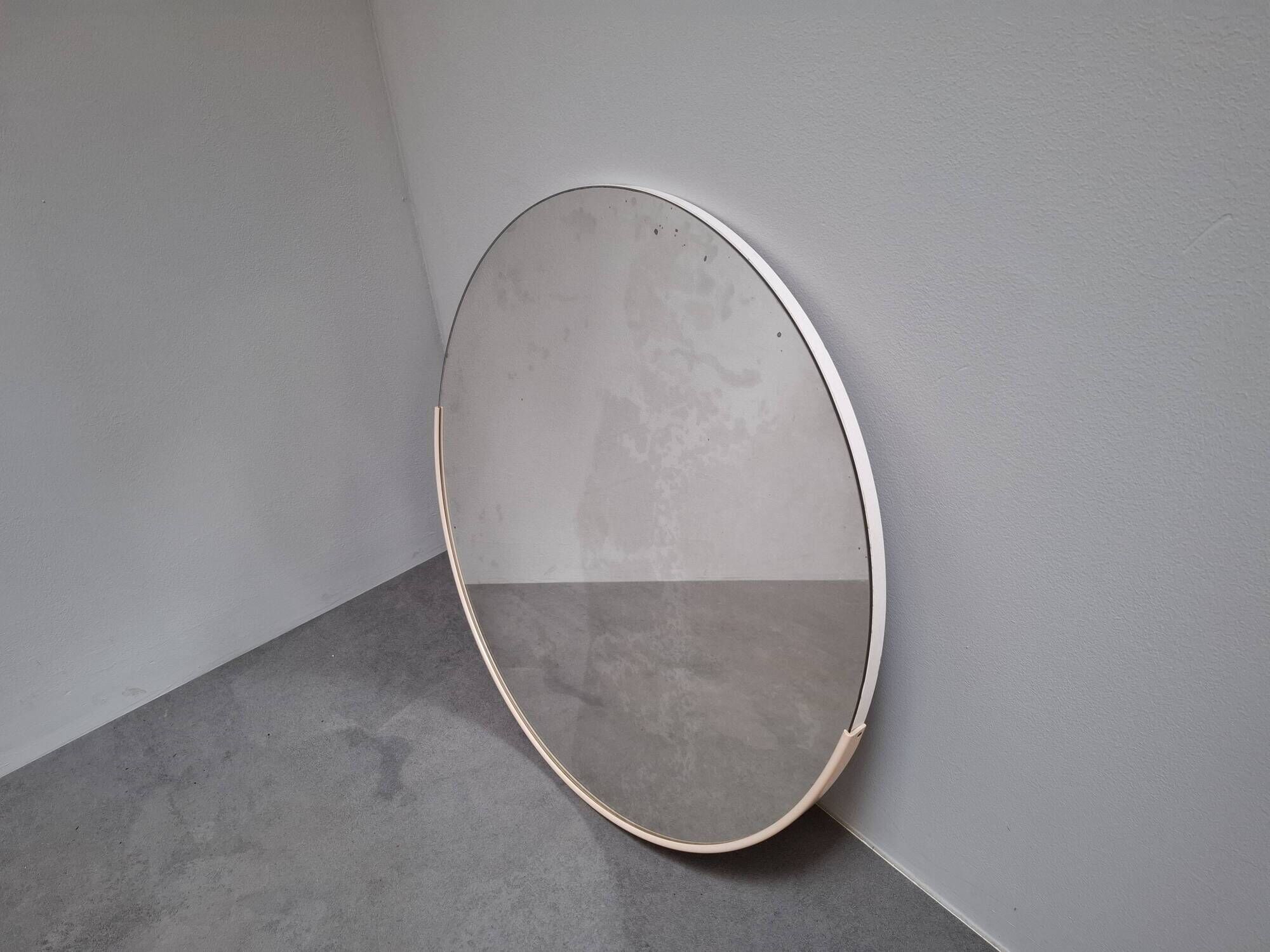1970s Czechoslovakian Round Wall Mirror with Beige Frame