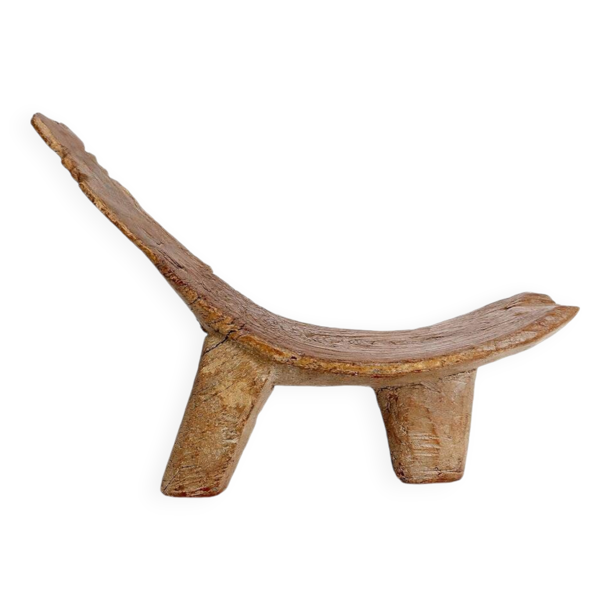 "Lobi" African tripod wooden stool from Burkina Faso