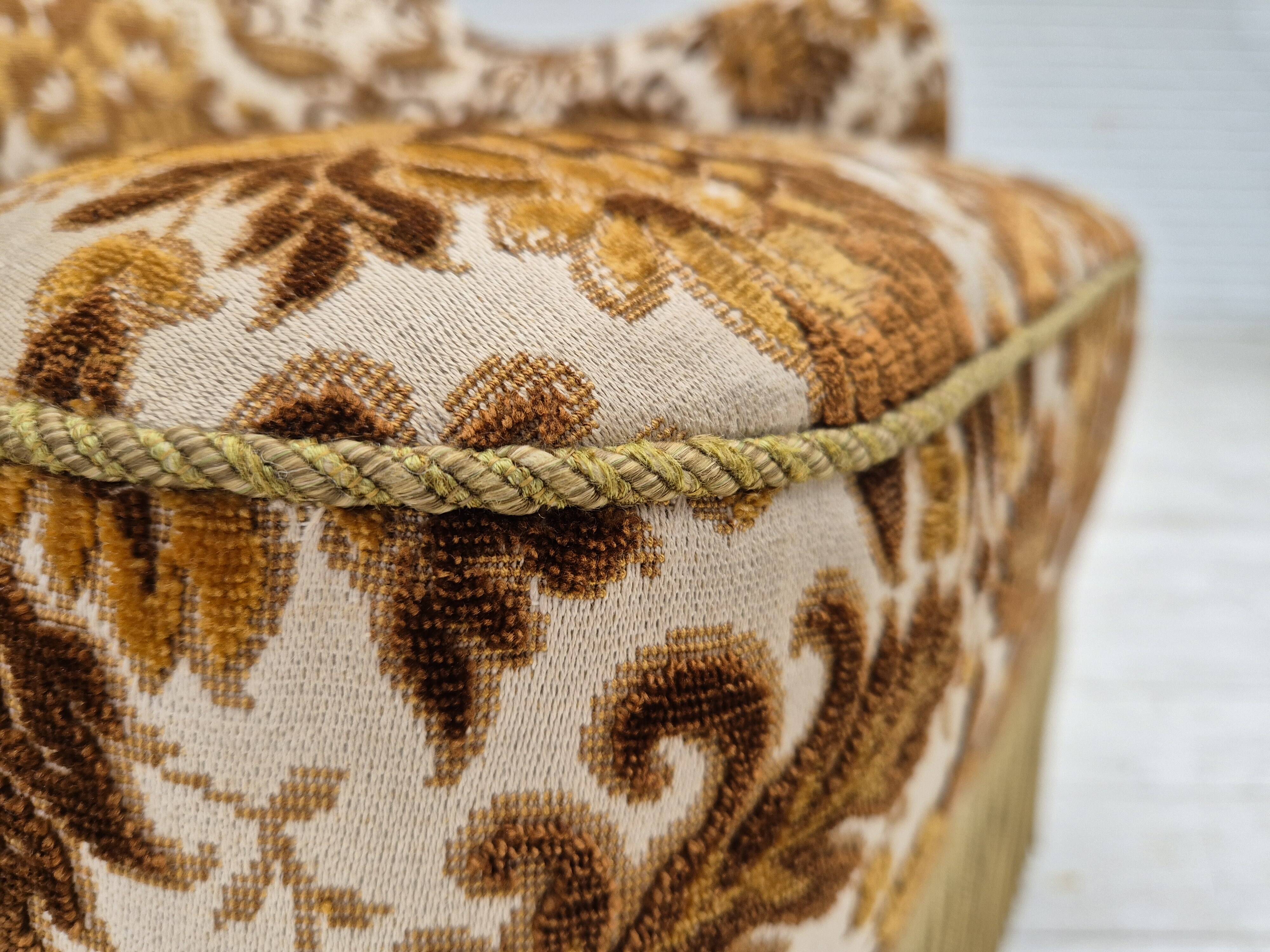 1960s, Danish armchair, furniture velour fabric, ash wood.