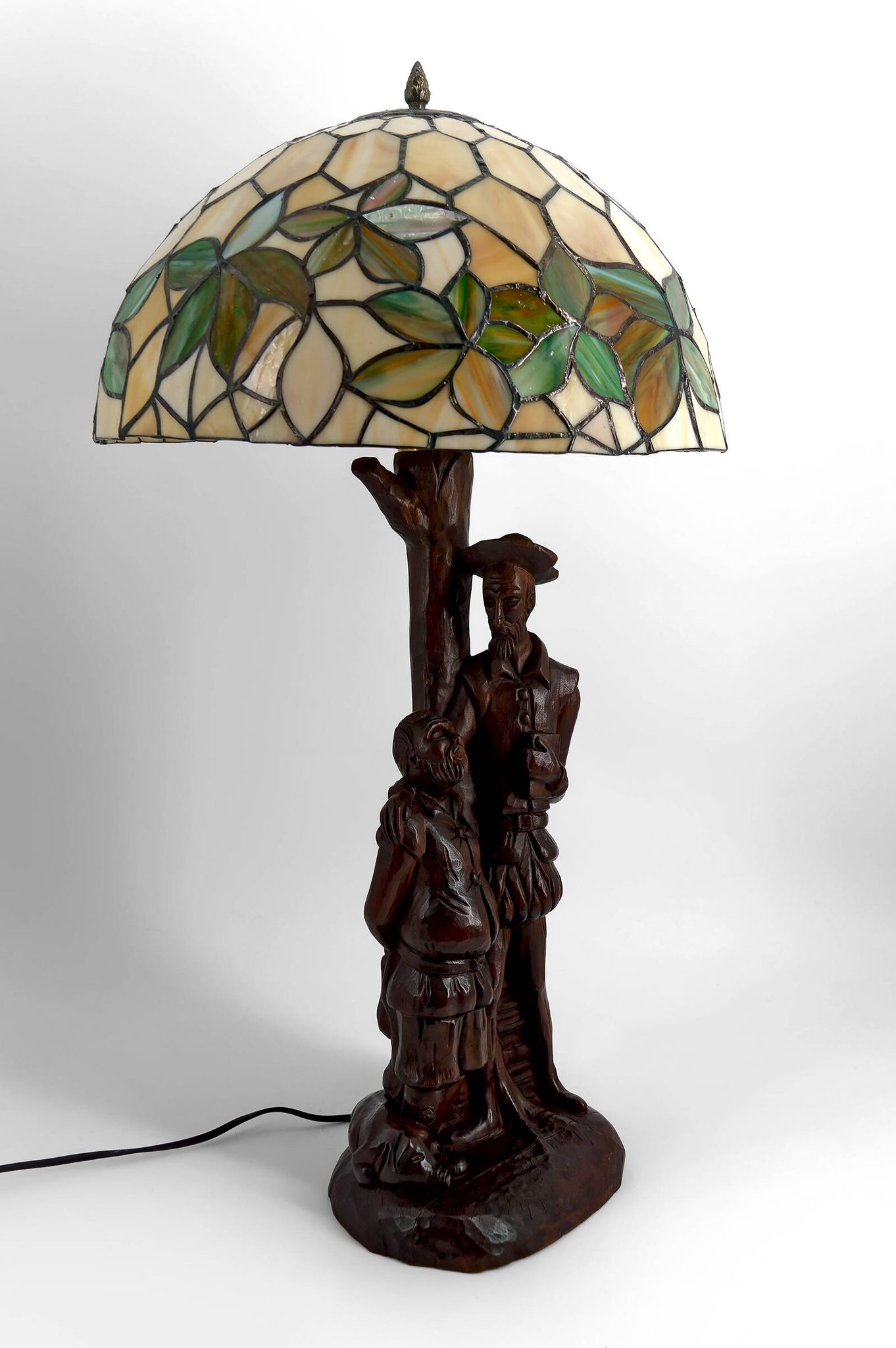 Sculptural lamp "Don Quixote, Sancho Panza", Black Forest, around 1950