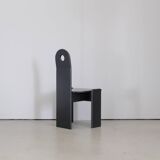 Ensemble de 4 chaises à repas brutalistes noires