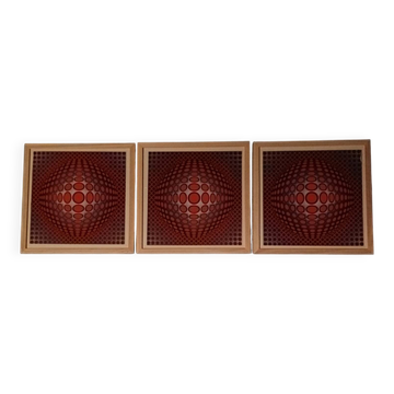 Triptych of kinetic compositions - Victor Vasarely - Editions du G
