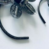 Pair of iron water lily candle holders