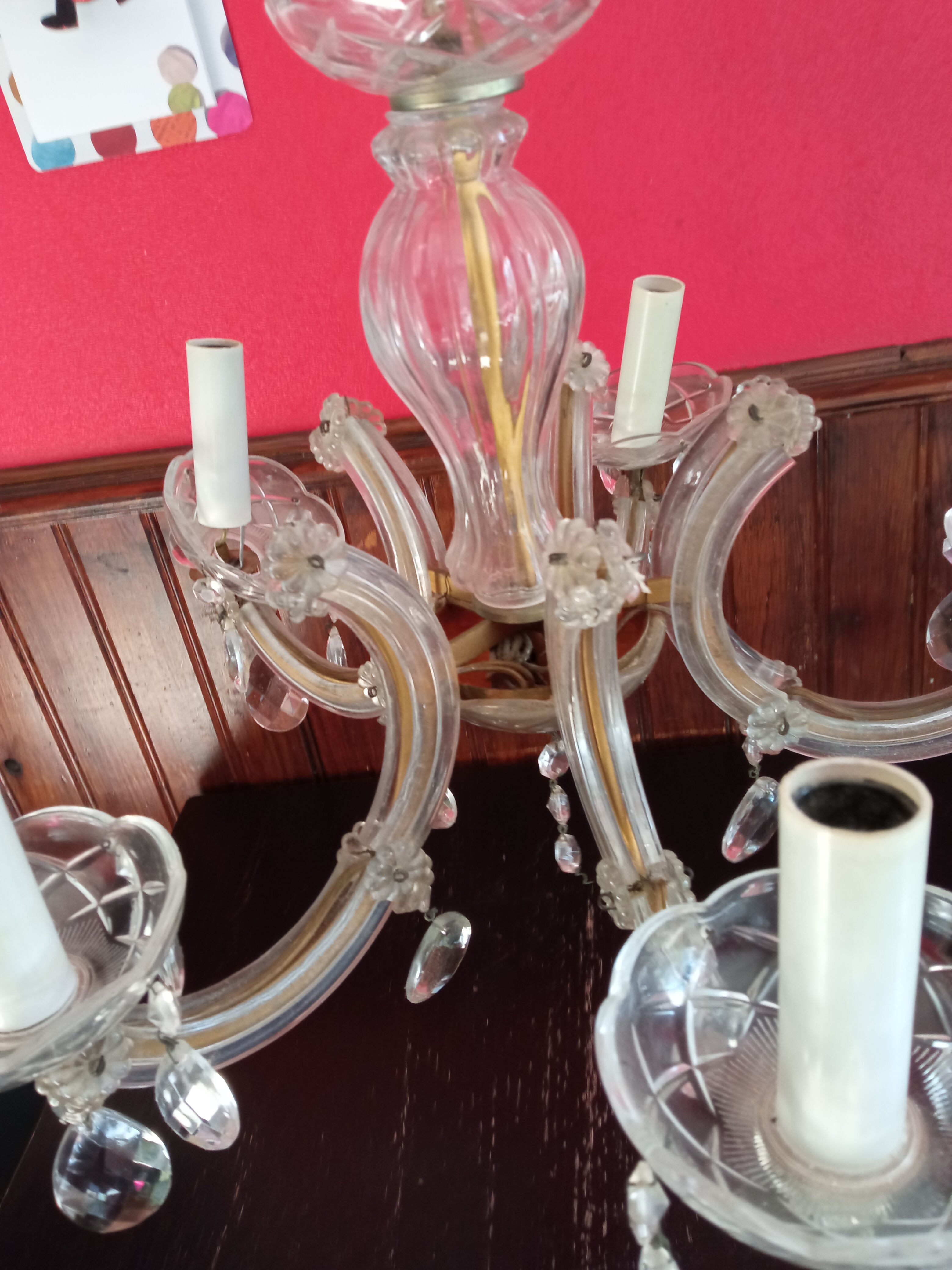 Old chandelier glass and brass