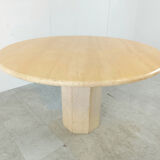 Round Italian travertine dining table 1970s