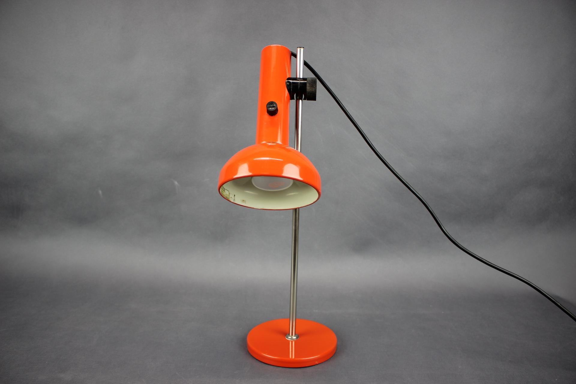 1970s German Orange Adjustable Desk Lamp Bauhaus Style