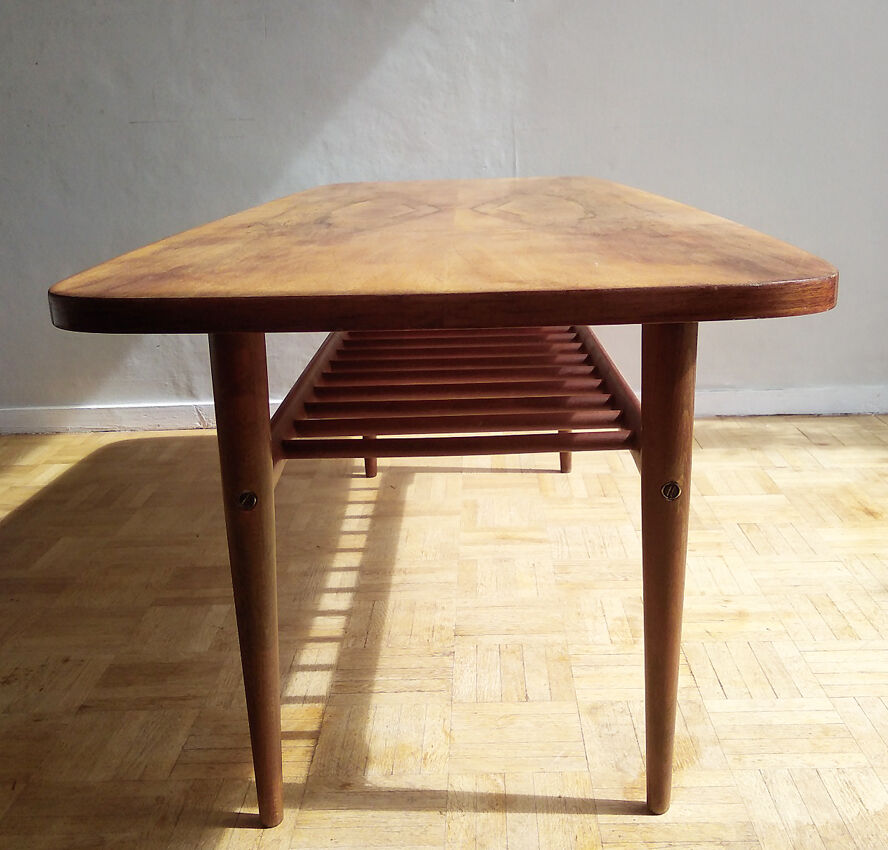1960s blond wooden coffee table