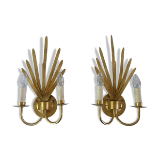 Pair of golden wall lamps