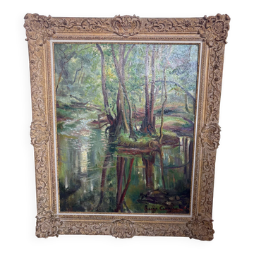 Large oil on canvas signed Reine Cimière - Salon de Paris 1964