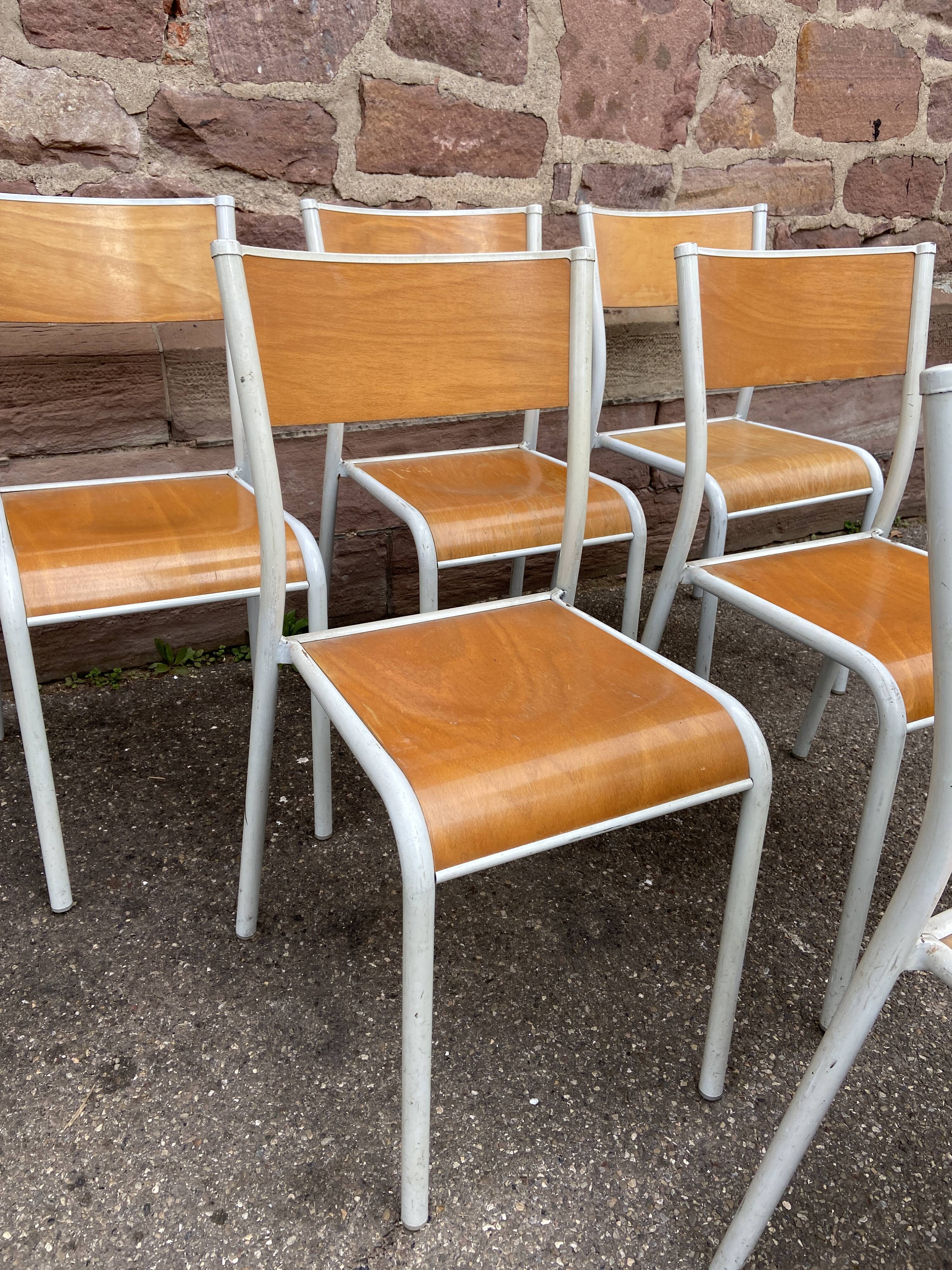 6 school chairs 70s industrial vintage school communities Mullca gaston cavaillon