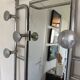 Vintage brushed aluminium coat rack from the 1950s.