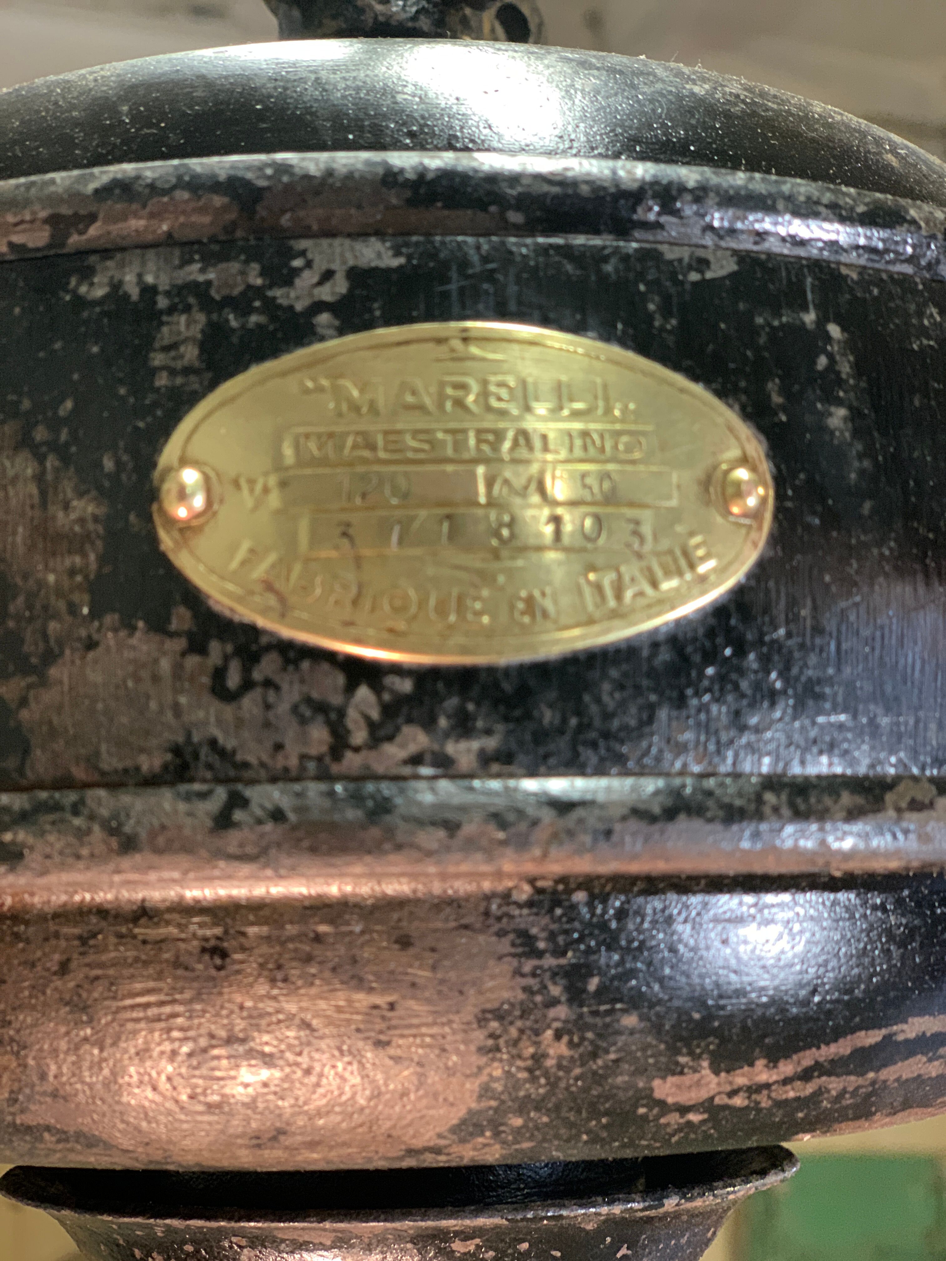 Old suspended fan marelli 1940