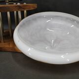 Contemporary Unique Wooden Table Lamp with Glass Shade