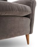 Set of grey velvet armchairs, 1950s.