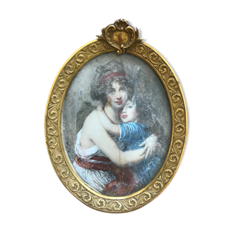 Beautiful miniature and its golden brass frame