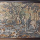 Vintage Hunting Scene Framed Wall Tapestry 179x74