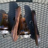 Pair of amber green wall candle holders