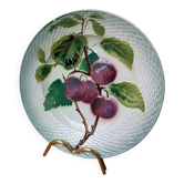 Old barbotine plate with plum motif Saint Amand Hamage
